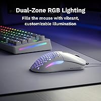 Vista 4 de Glorious Gaming - Mouse superligero con cable para juegos de PC con carcasa de panal, 6 botones programables, iluminación RGB y patines de PTFE