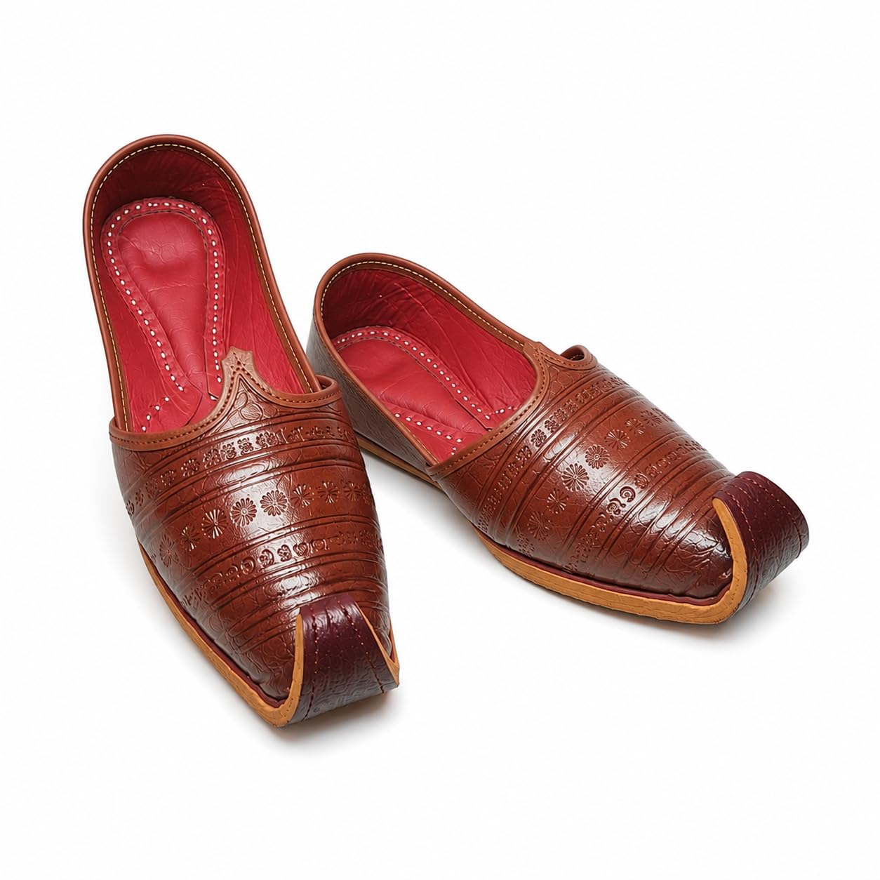 Mens Brown Punjabi Jutti | Traditional Rajasthani Mojari Khussa | Ethnic Wedding Party Shoes for Kurta Pajama Sherwani-image-25