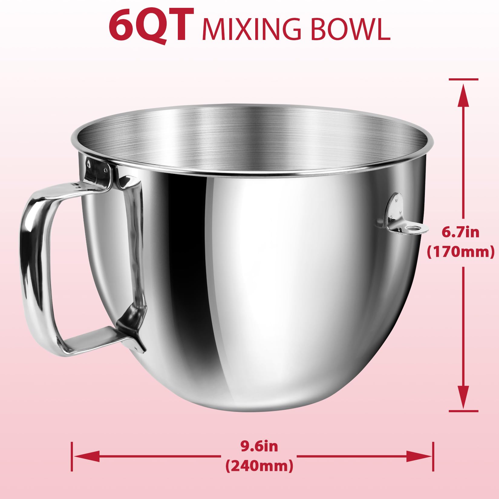 Amazon.com: 6QT Stainless Steel Mixer Bowl with Handle Compatible