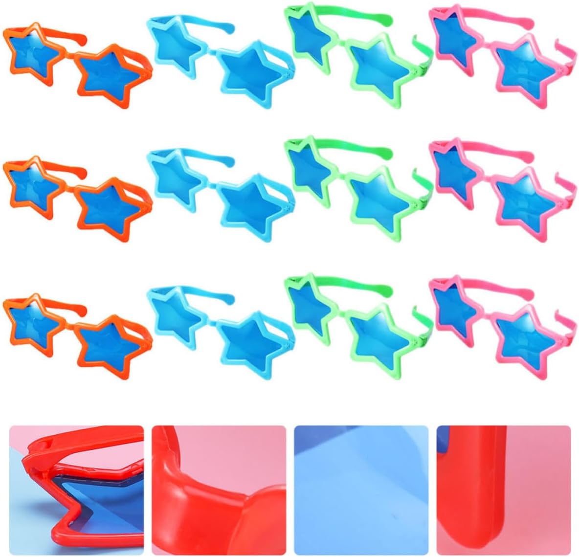 Kisangel 12pcs Pentagram Party Glasses for Boys and Lightweight Plastic Decorative Eyewear Comfortable Fit for Cosplay and Festival Fun Events Random Color