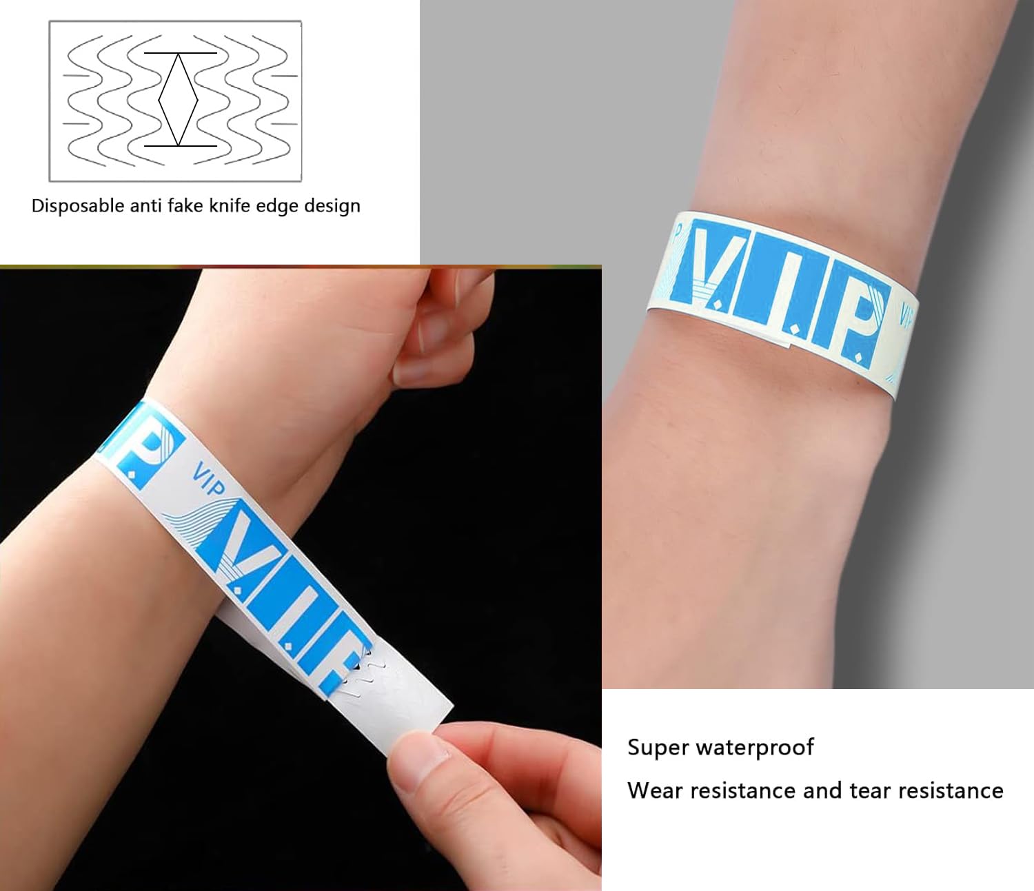 BetterJonny, 1000 Braccialetti Identificativi, Nastri di Ingresso VIP, Impermeabili con VIP, di Carta, Stampabili, Ideali per la Sicurezza per Eventi, Matrimoni, 10 Colori