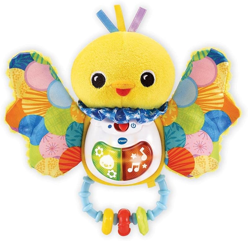 VTech - Hochet PIOU-PIOU Éveil des Sens, Hochet Bébé Interactif et Musical, Jouet Sensoriel, Oiseau en Peluche Lavable en Machine, Cadeau de Naissance Bébé Dès 3 Mois - Contenu en Français