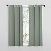 Vista 1 de NICETOWN Paneles de cortinas opacas con aislamiento térmico y ojales sólidos para sótano (verde grisáceo, 1 par, de 34 x 54 pulgadas)