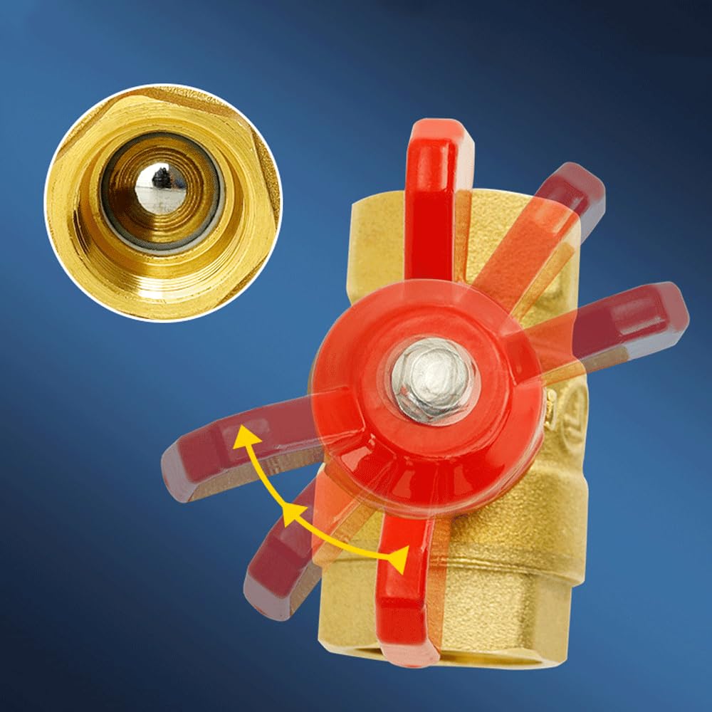 1/4" 3/8" 1/2" 3/4" wtyczka na gniazdo mosiężny zawór kulowy odcinający gaz paliwowy z czerwono-niebieskim uchwytem motylkowym przełącznik podgrzewacza wody (DN20 F-M niebieski)