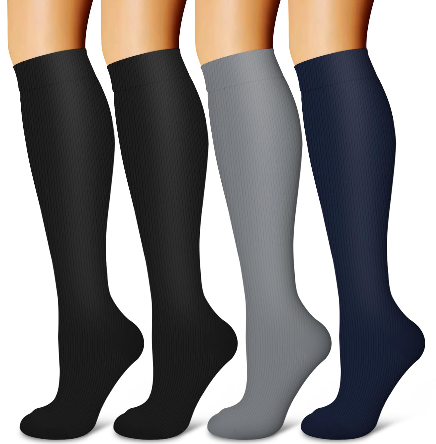 Laite Hebe 4 Pairs-Compression Socks for Women&amp;Men Circulation-Best Support for Nurses,Running,Athletic