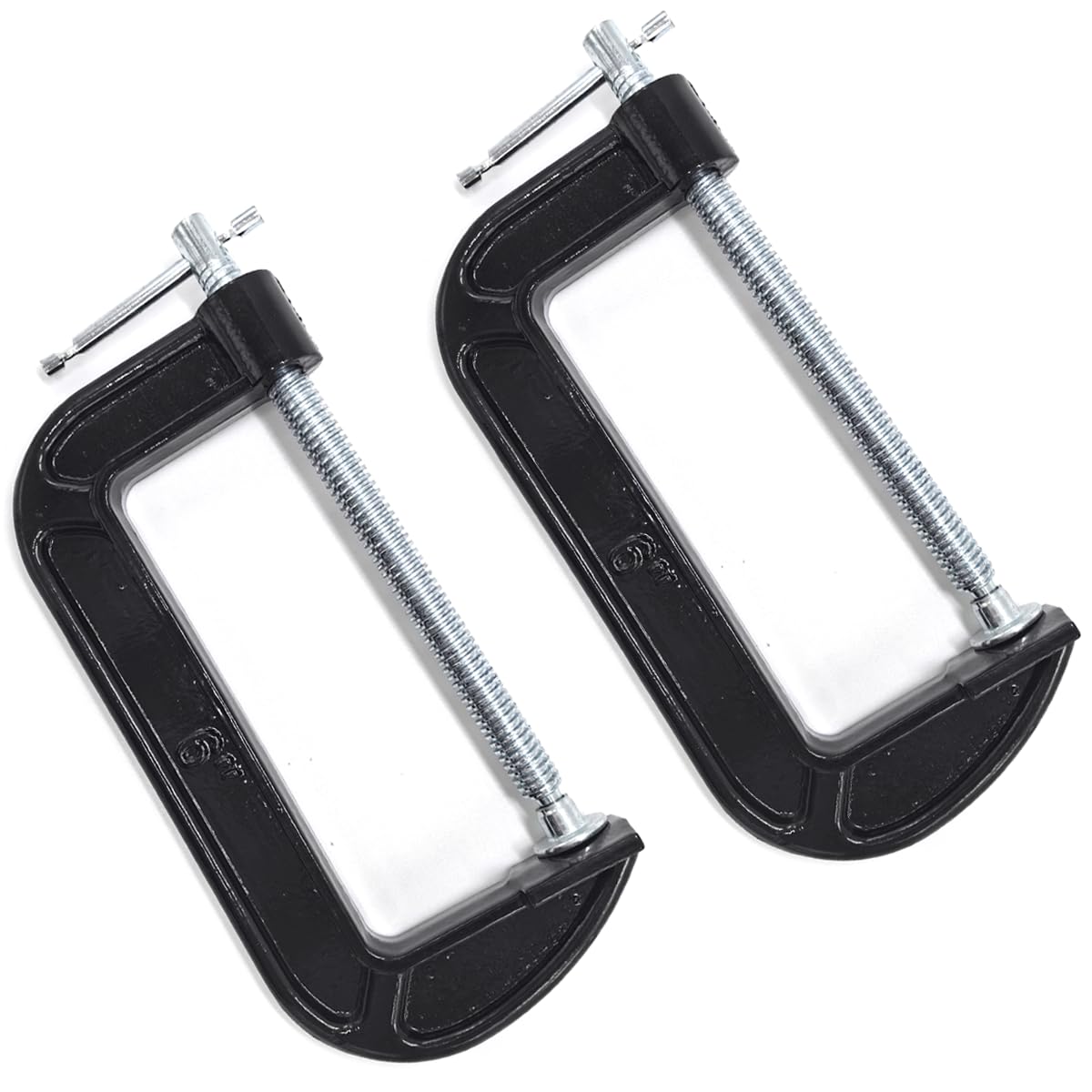 6 Inch C-Clamp Set, 2-5/8 Inch Throat Depth Heavy Duty Steel C Clamp Industrial Strength C Clamps for Woodworking, Welding, and Building(2PCs)