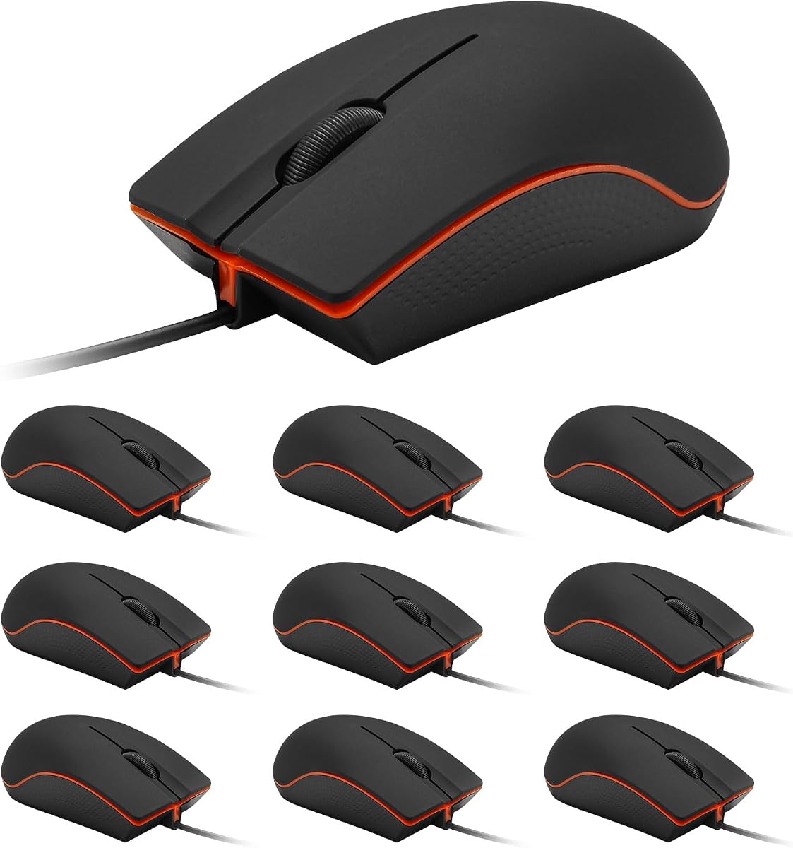 10 Pack Wired Mouse - USB Wired Computer Mouse for Right or Left Hand, Ergonomic with Durable Clicks for PC, Laptop, Desktop, Chromebook, Notebook, Mac