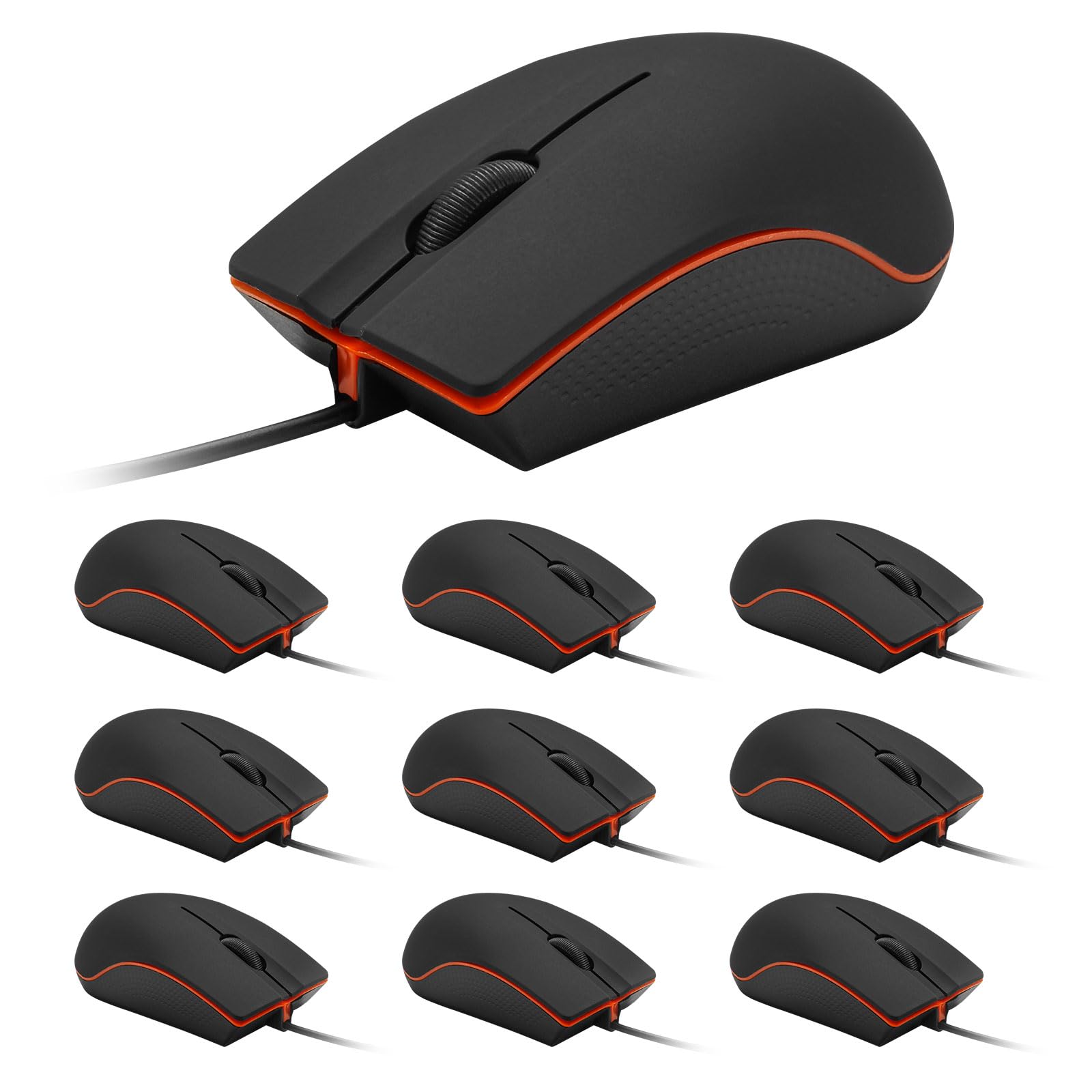Guiheng 10 Pack Wired Mouse, USB Wired Computer Mouse for Right or Left Hand, Ergonomic Computer Mouse with Durable Clicks for PC, Computer, Laptop, Desktop, Chromebook, Notebook, Mac