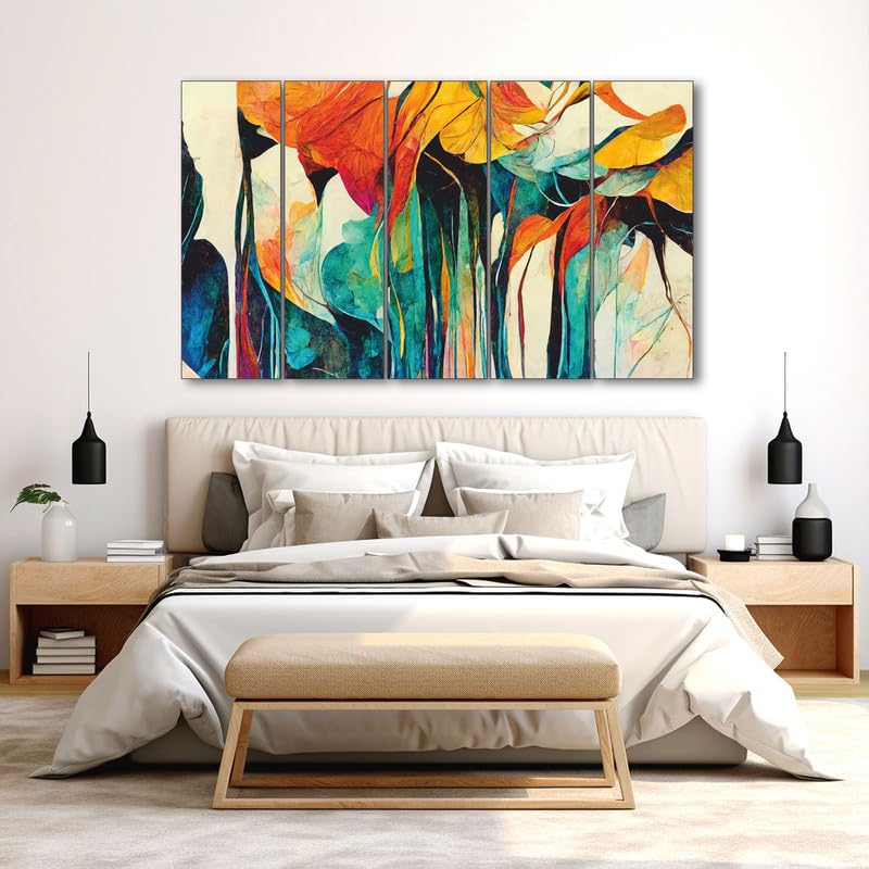 Image of The Castle Decor Abstract art painting with frame Big Size 36x60 Wall art for living room,Bedroom,Drawing room,Hotels-Wooden Framed-299