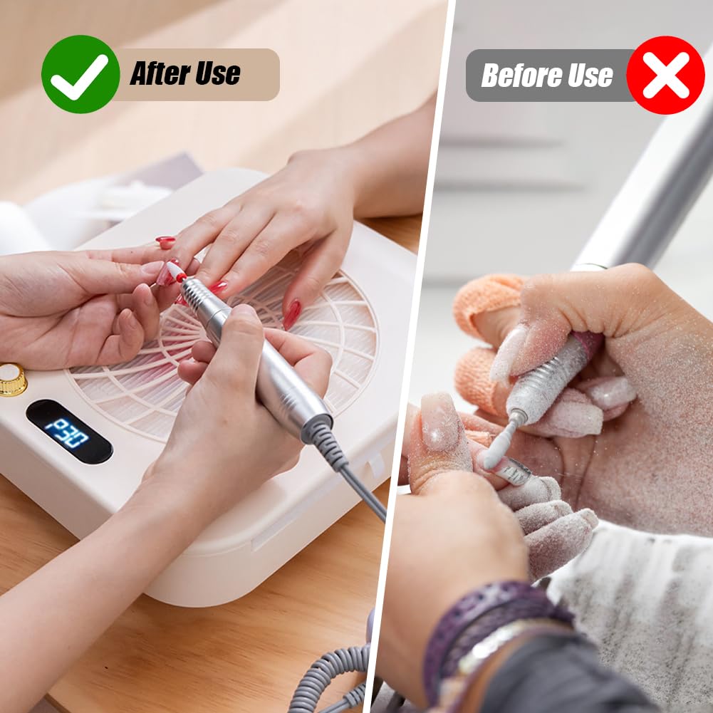 Joyzan Aspiratore di polvere per unghie, 160 CFM, aspiratore per unghie, a basso rumore, 45 velocità, regolabile, con 2 filtri lavabili, per saloni, studio, casa, manicure, principianti, portatile