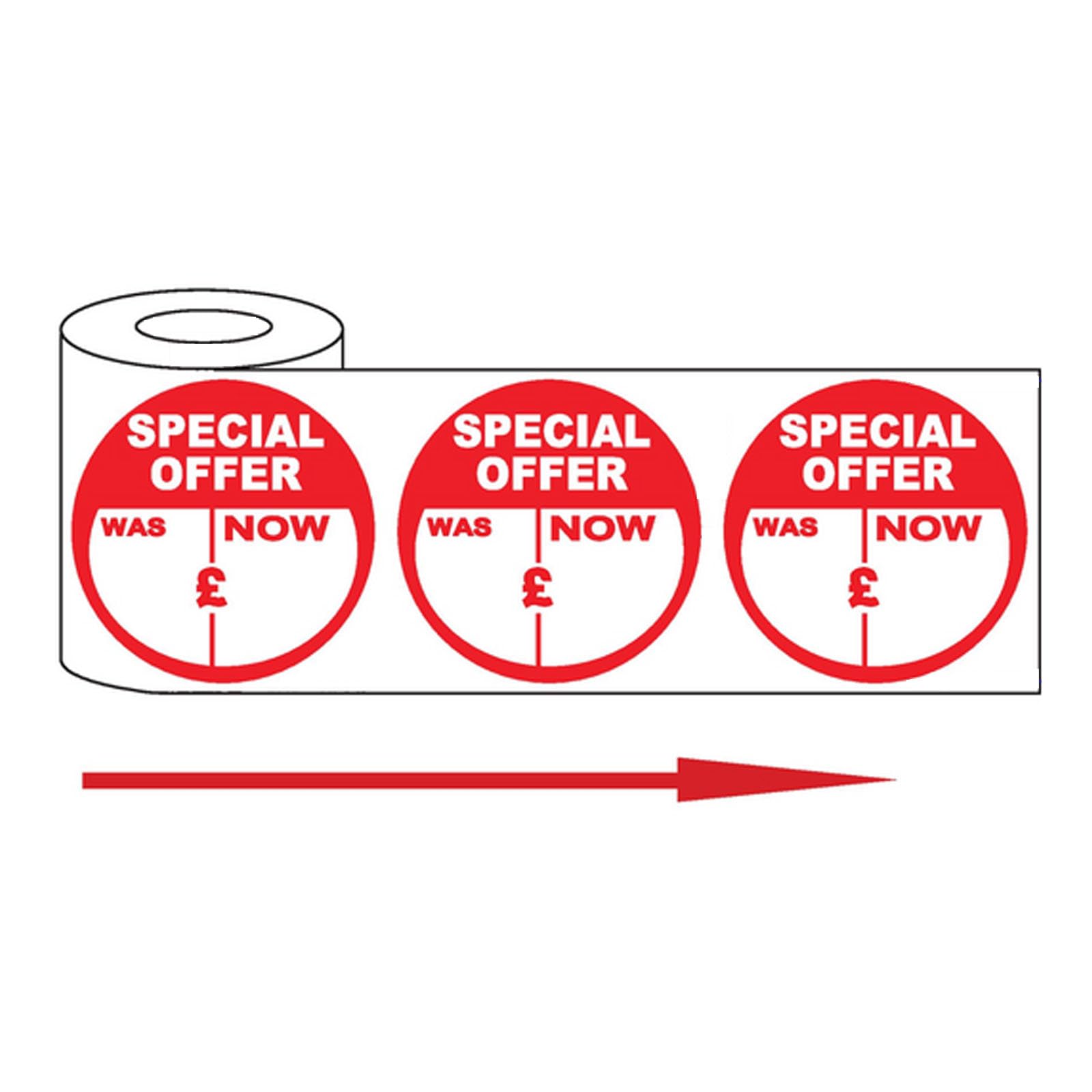Special was/Now Promotional Adhesive Stickers Sticky Red Labels Price Labels for Retail Price Display 45mm Diamter Roll of 500 Stickers โ image 1