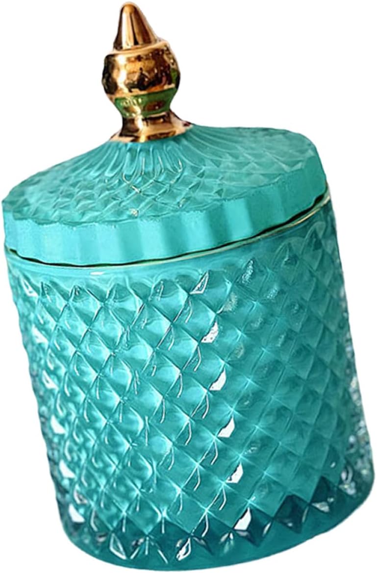 FOMIYES Glass Candy Jar and Food Storage Canister 1.2l Leadless Blue- Kitchen Snack Container for Dry Food, Candy, Cookies, and Cereal Storage