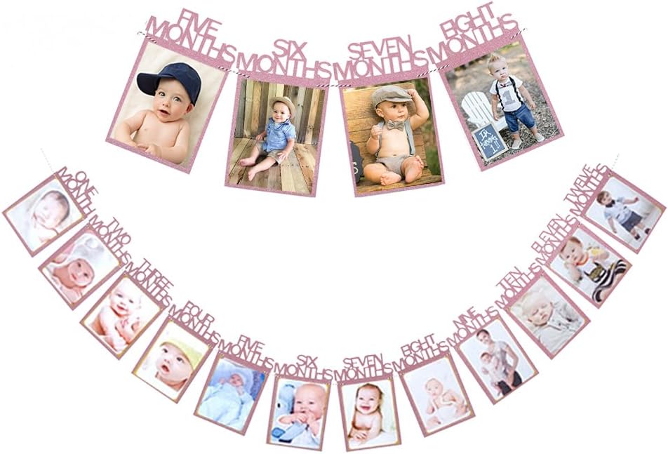 1st Birthday Baby Photo Banner Baby 1-12 Month Photo Bunting Garland Prop Party Bunting Decoration