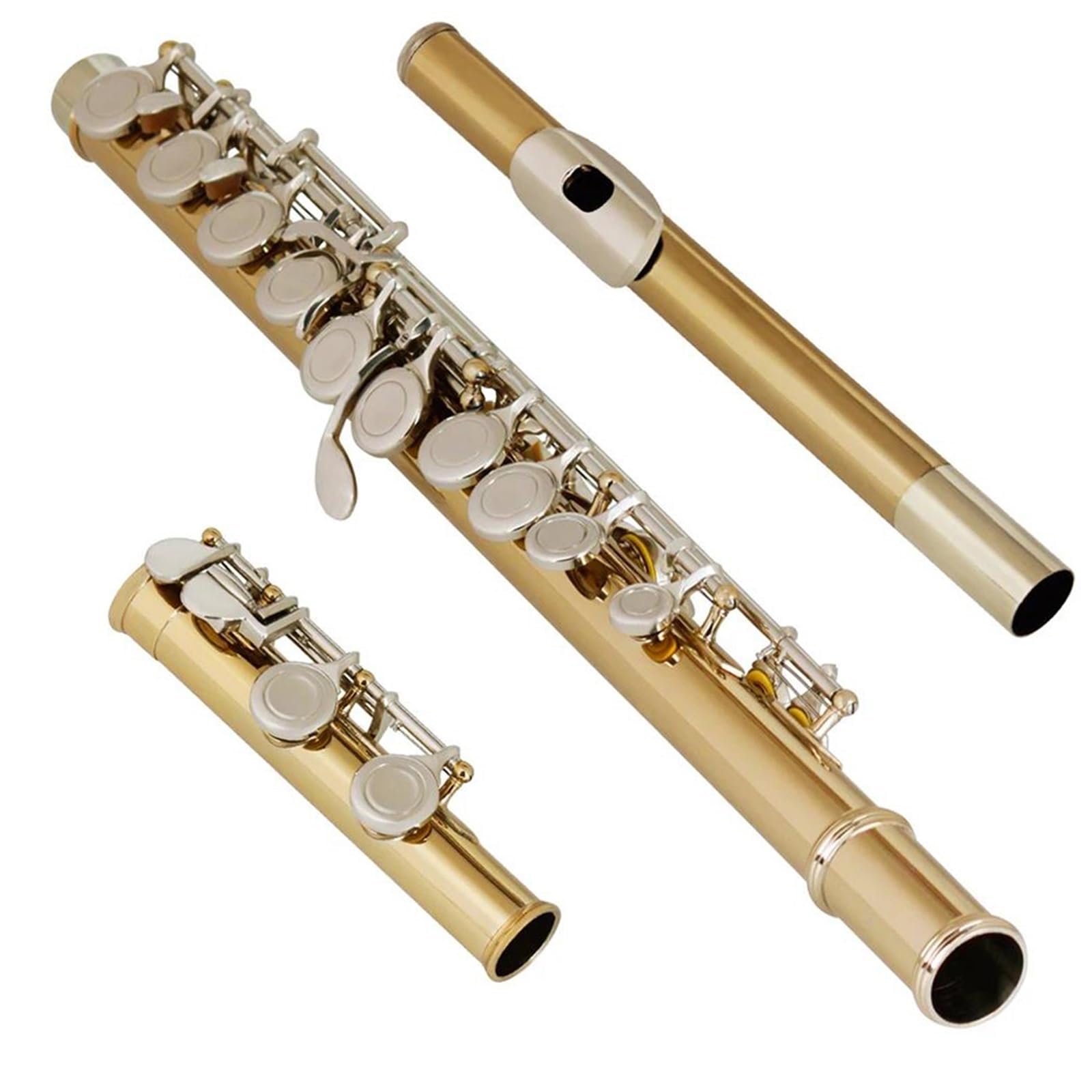 Flauta Transversal Flauta De 16 Agujeros Abiertos Y Cerrados Con Llave En C Flauta De Cuproníquel Con Llave De Plata Dorada Flauta Travesera De Concierto Con Llave En E Accesorios