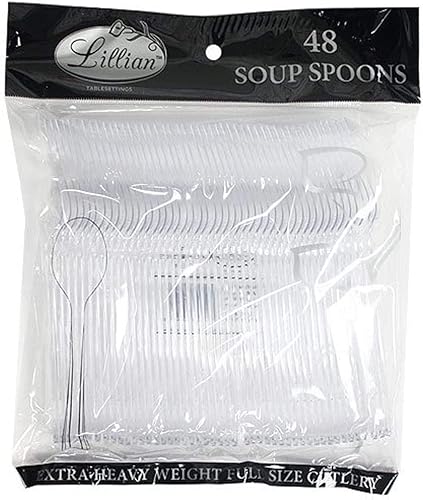 Lillian tablesettings 48 cubiertos de plástico., Cuchara para sopa, Transparente