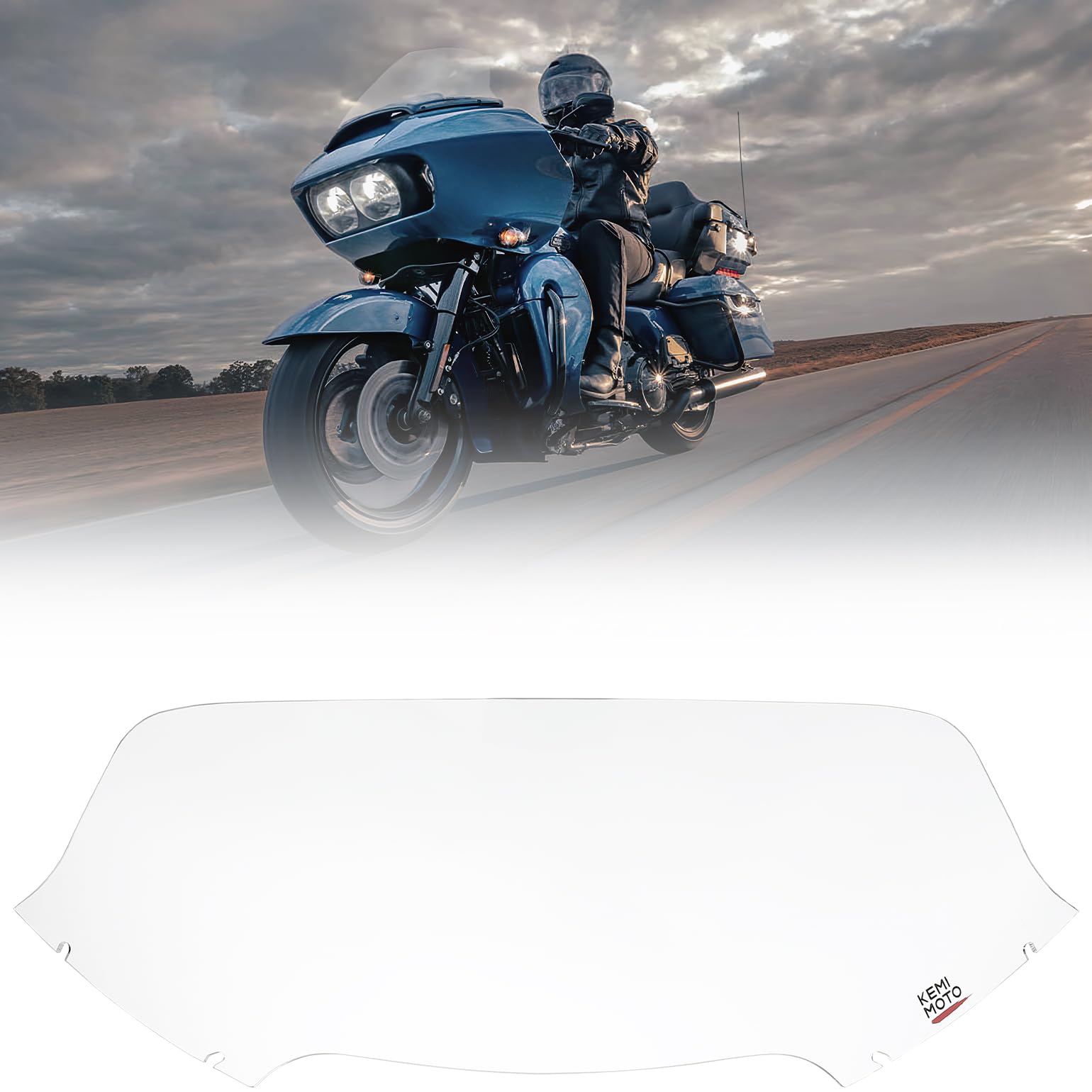 KEMIMOTO Motorcycle 9" Windshield Clear Windscreen Acrylic Compatible with 2015-2024 Road Glide FLTR, FLTRSE, FLTRX, FLTRXS