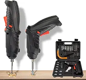 Mini Parafusadeira Elétrica, sem Fio USB com 46 Peças + Maleta e LED. Kit Completo Portátil para Reparos, Montagem de Móveis e Uso Doméstico