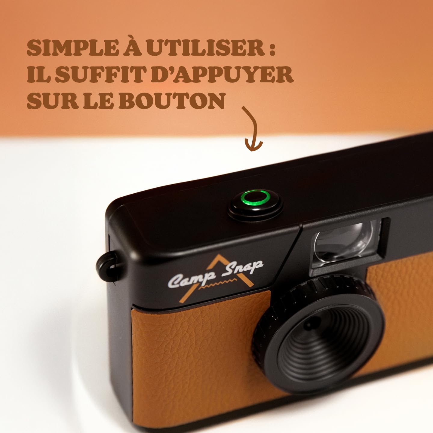 CampSnap Kompaktowy aparat cyfrowy bez wyświetlacza - pamięć na 2000 zdjęć - 10 m pikseli - akumulator - Vintage - brązowy