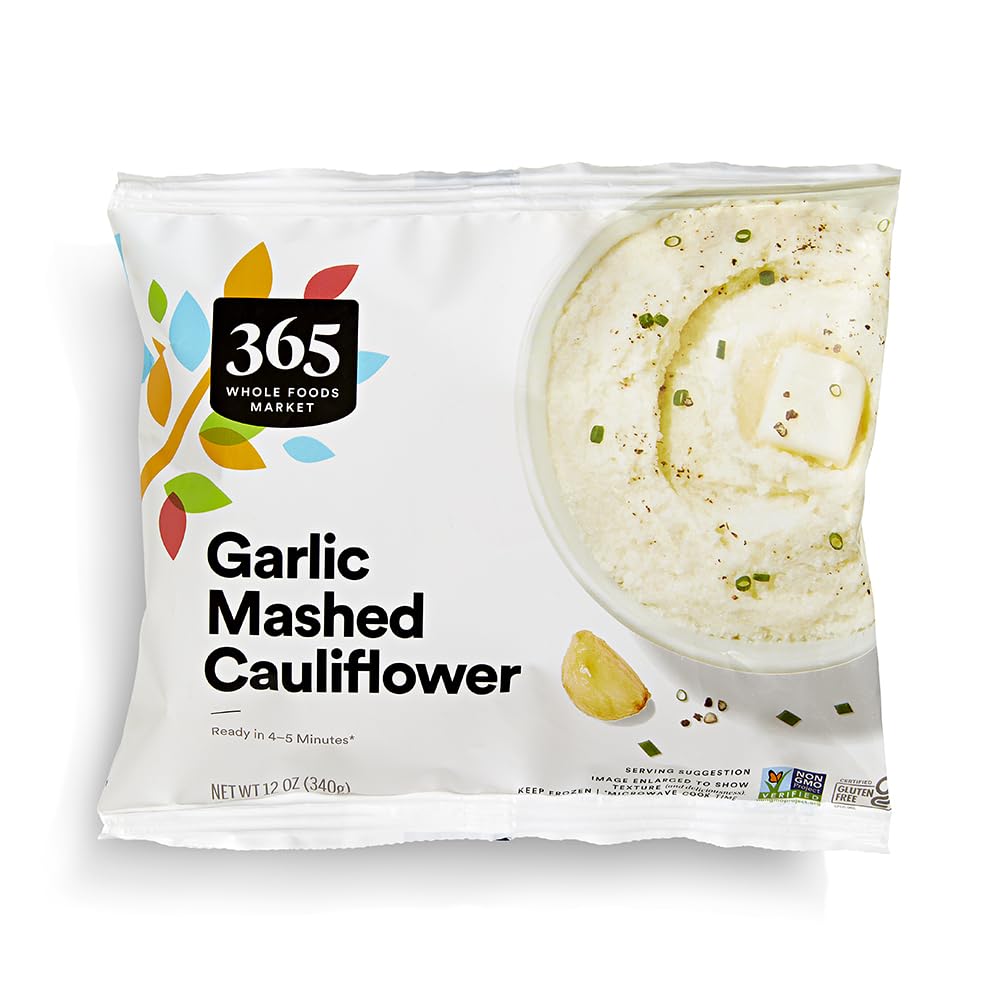 365 by Whole Foods Market Garlic Mashed Cauliflower, 12 oz Frozen - Clean Ingredients Meatless Keto Side Dish