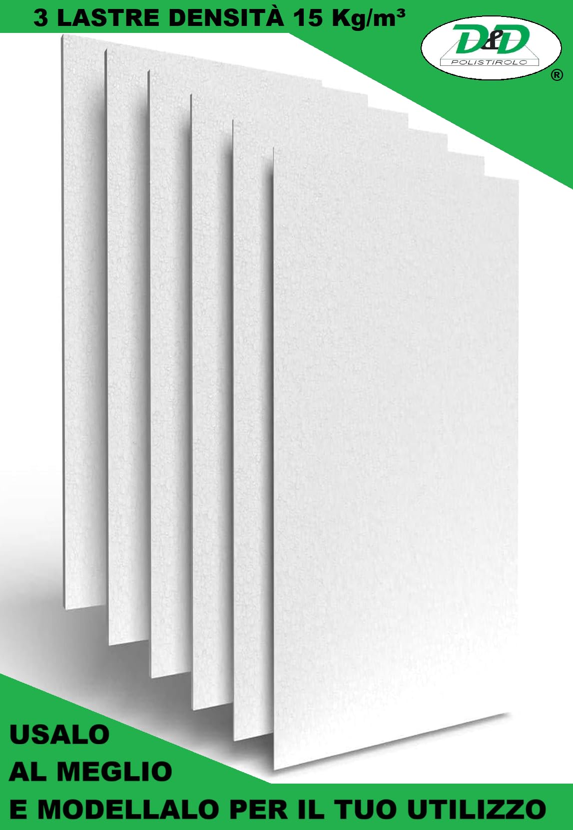 D. & D. Polistirolo® (3 losas H 3,5 cm) hojas de poliestireno multifunción 100 cm x 50 cm EPS 80