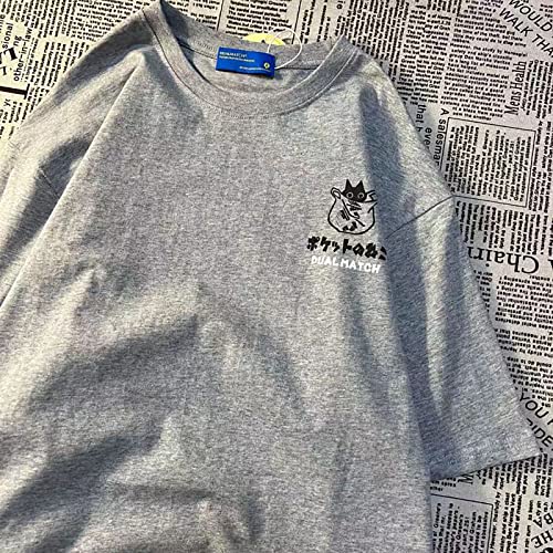 Gothic Oversized Printed T-Shirt Harajuku Street Trend Men And Women's Personality Loose Print Punk Short Sleeve (Grey,Xxl) #TOP3