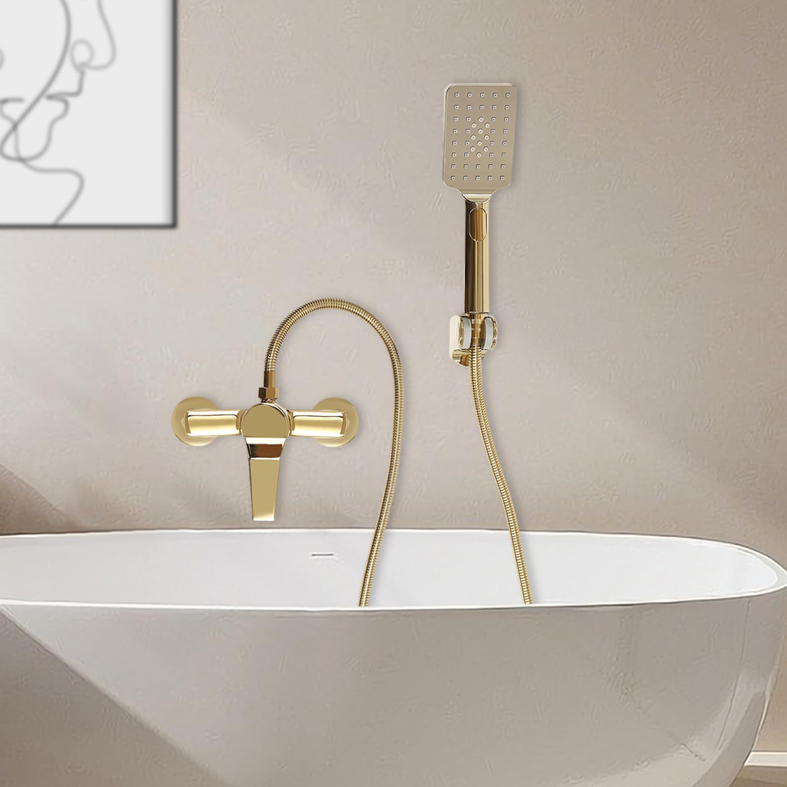 Colonne De Douche Avec Mélangeur Thermostatique Ensemble De Douche À Pluie Mural Douche À La Main Mode Chaud Et Froid Mode Double Sortie D'eau Convient Pour Salle De Bains Avec Douche Familiale Hôtel