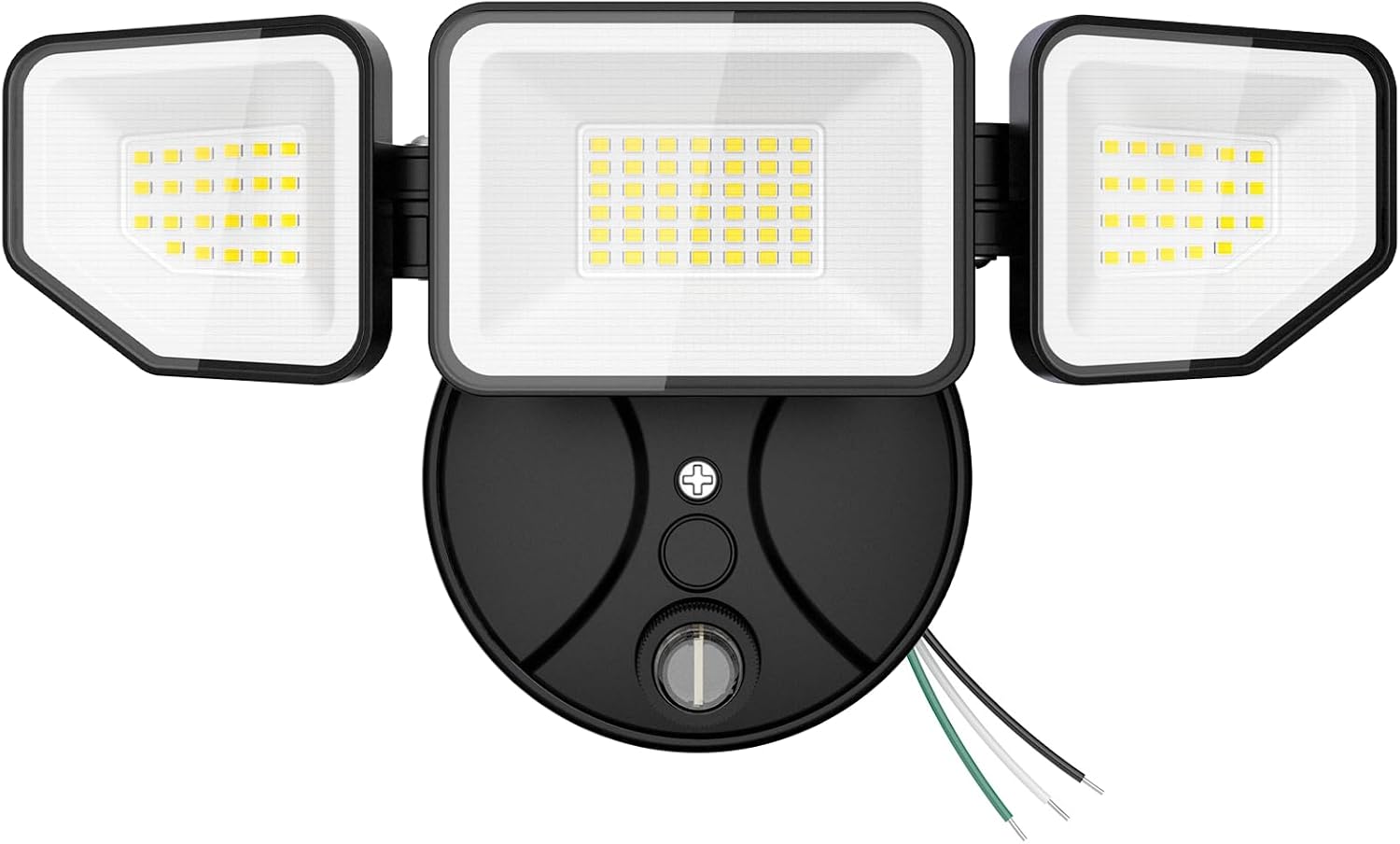 65W Dusk to Dawn Flood Lights Outdoor, 6500LM LED Outdoor Light, IP65 Waterproof, 6500K Daylight, 3 Adjustable Heads LED Security Light with Photocell for Yard Garage Porch Black