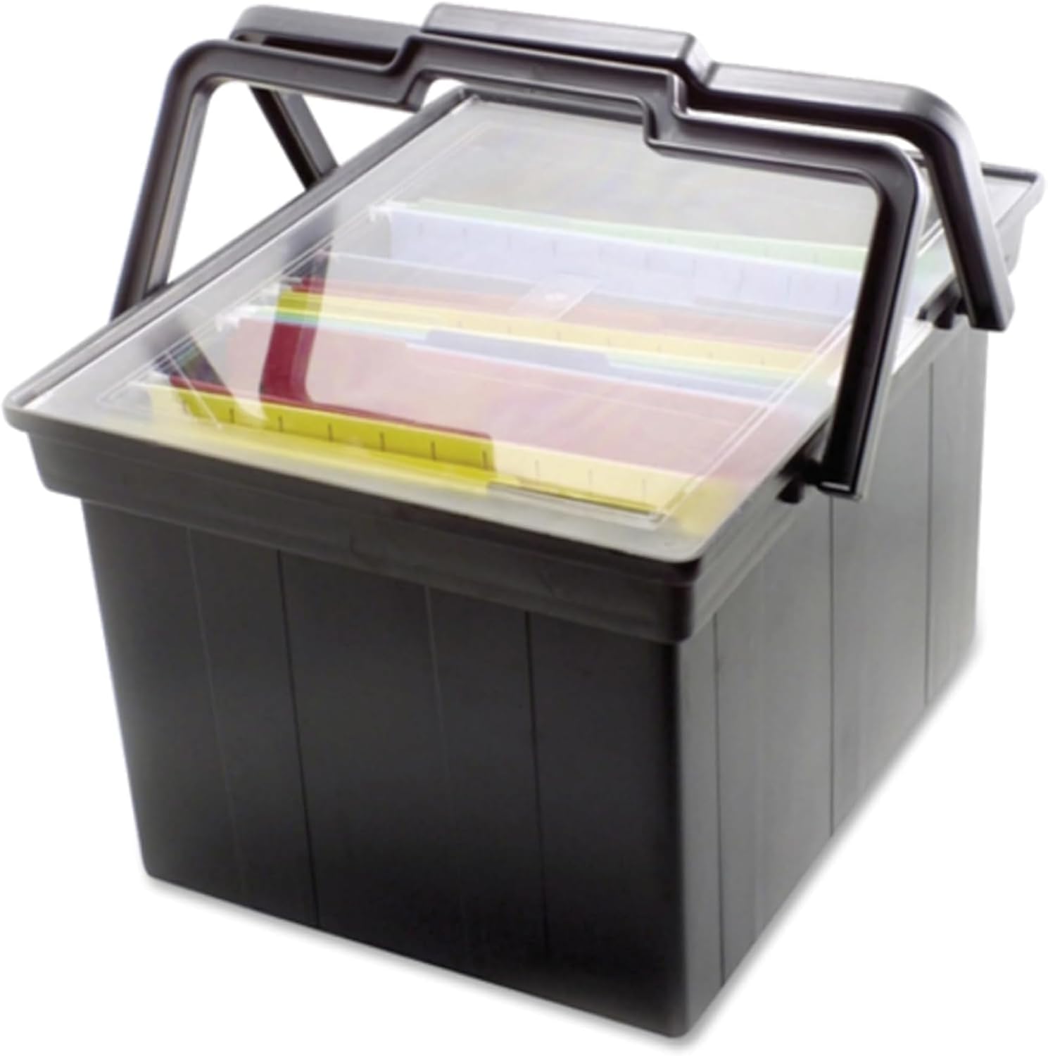 Premium Portable File Storage Box – Black Legal & Letter Size Plastic Document Organizer with Secure Lid and Reinforced Handles, Office & Home Filing Case for Records, Contracts, Papers