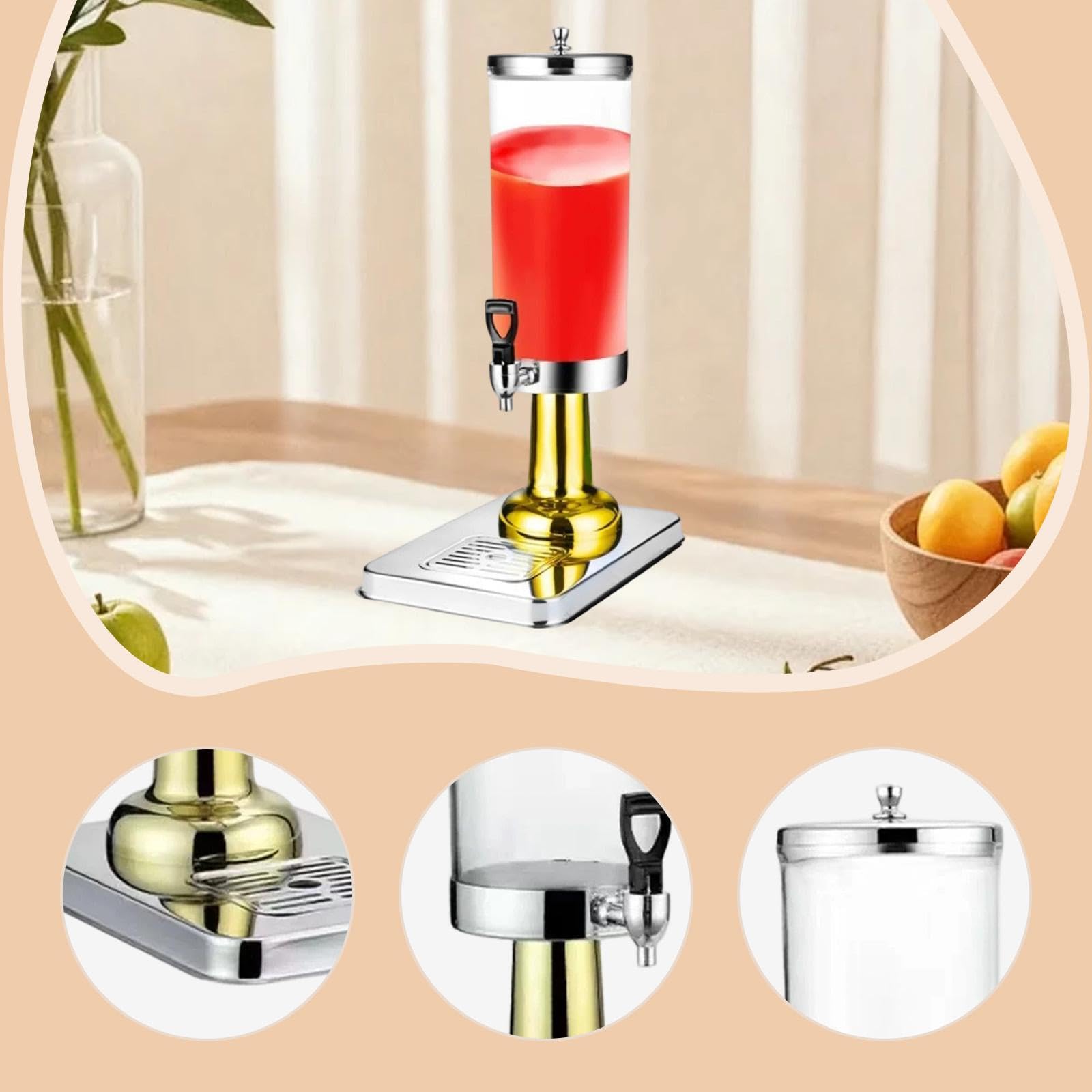 rockible Dispensador Automático de Agua Caliente Y Fría con Bandeja Antigoteo, 3 litros, para Restaurantes, Oro, Individual