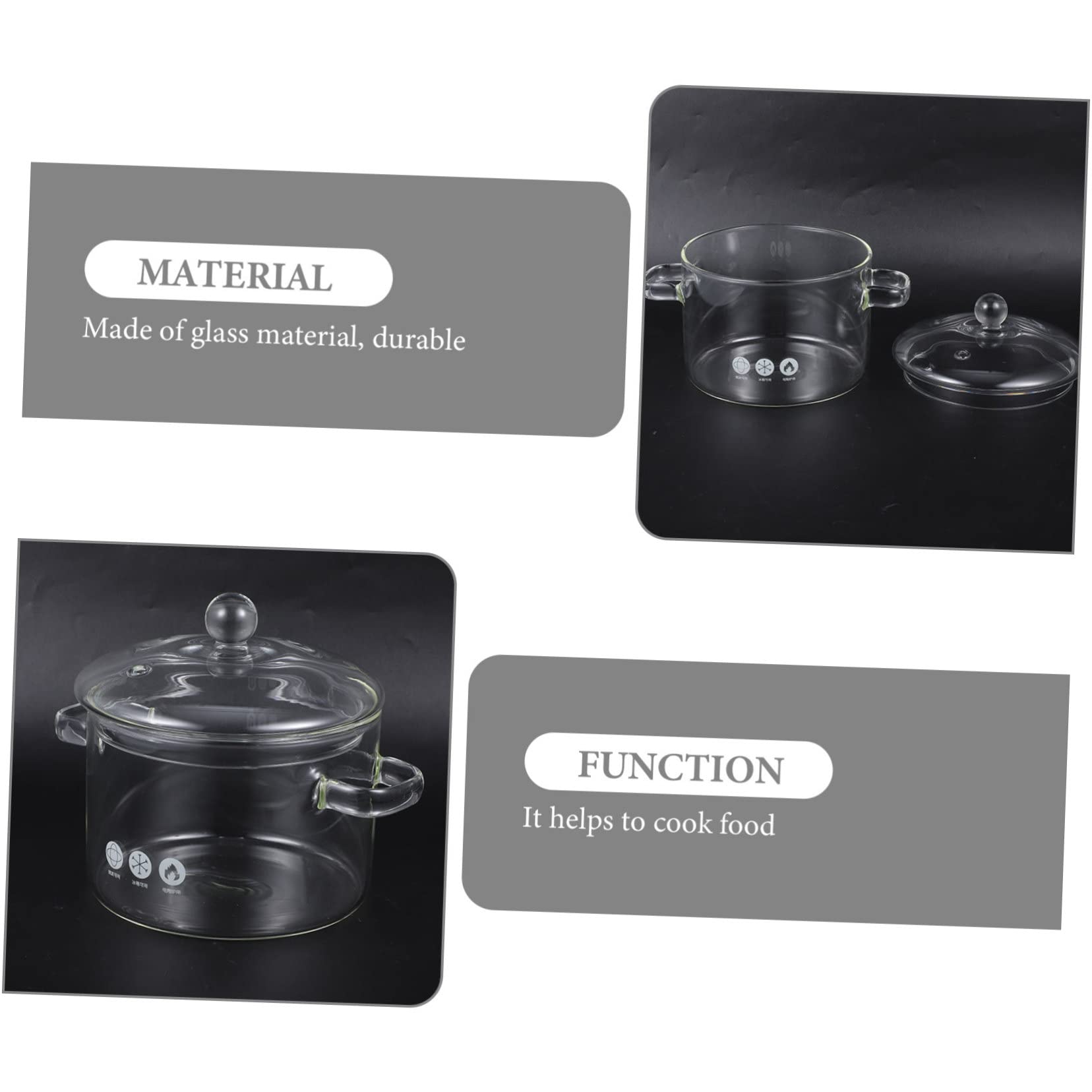 Ciieeo Olla de Vidrio para Inducción con Tapa y Asas Seguras, Capacidad Suficiente para Cocinar Fideos, Leche y Sopas de Manera Transparente y Resistente