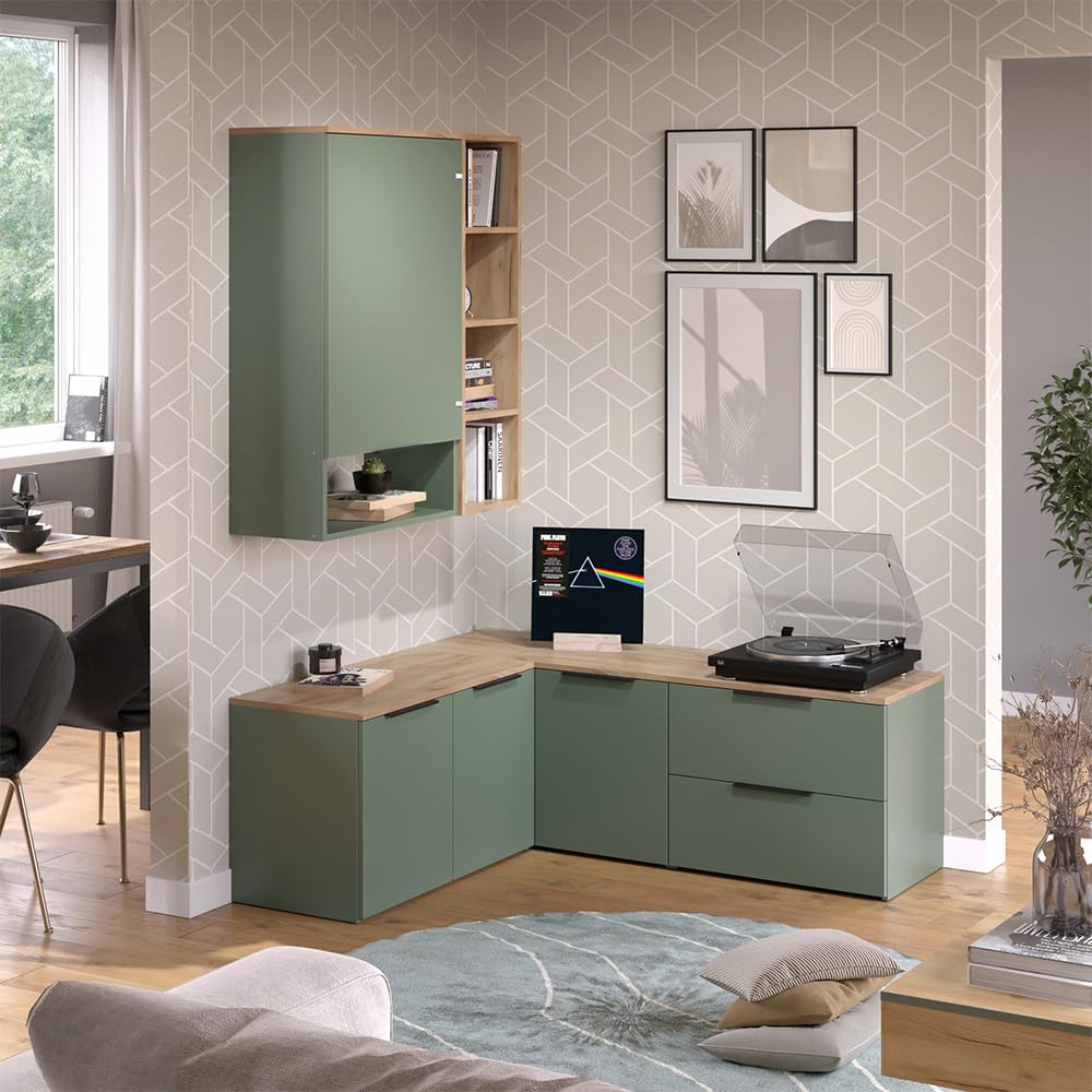 Vicco Conjunto de salón Wido, Verde, 5 Partes, Compatible con Otros Elementos de la Serie Wido