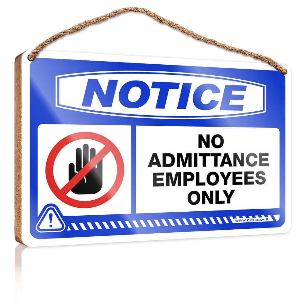 HMQW Vintage Bathroom Sign Notice No Admittance Employees Only Wooden Sign Hanging Decor Outdoor Porch Man Cave Furniture(23X35CM)