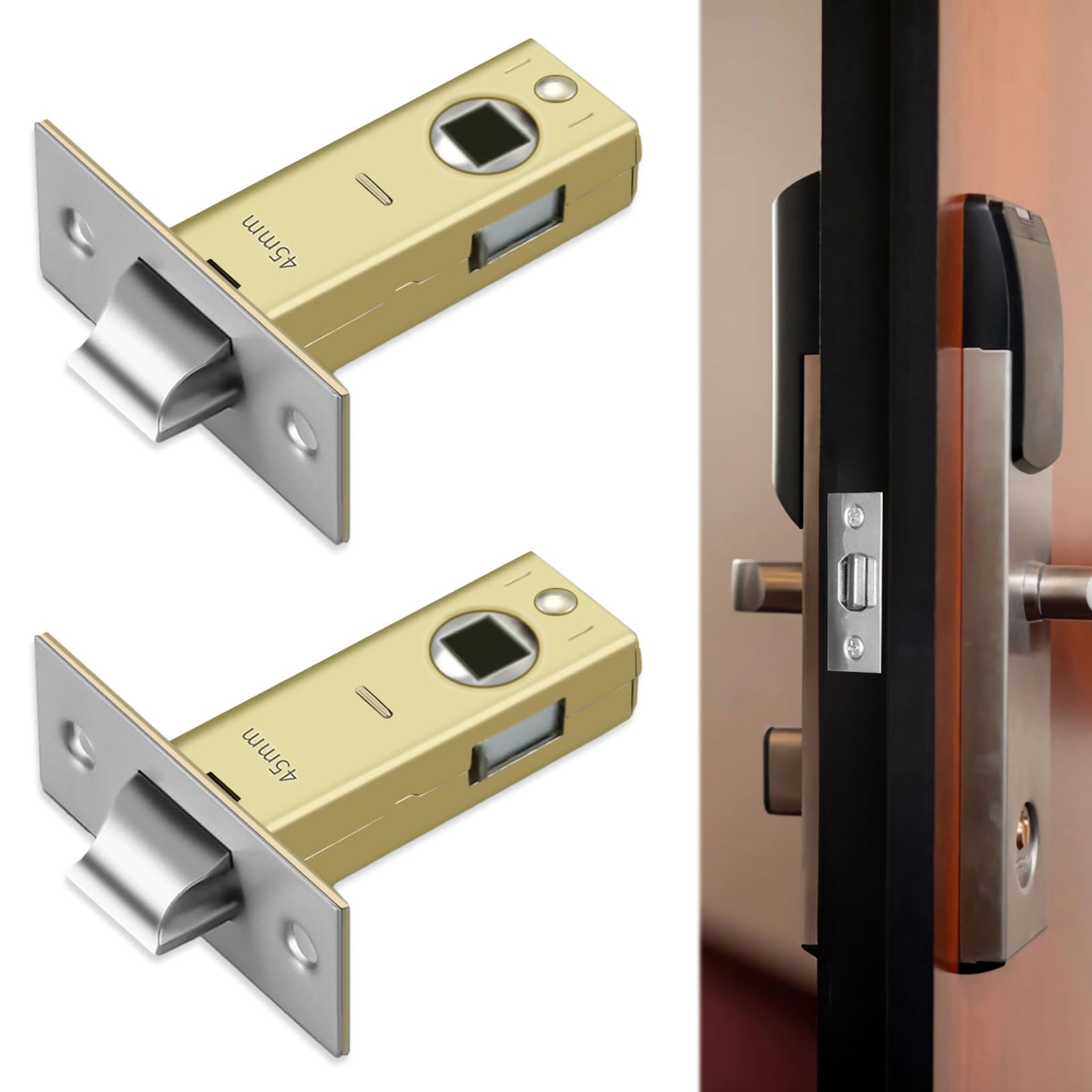 Internal Door Latch,2 Set of Door Catches for Internal Door,45mm Tubular Internal Door Catches with Polished Chrome Door Latch Designed for Internal Door Compatible with a Variety of Door Lock Handles