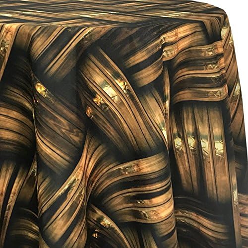 ULTIMATE TEXTILE Mantel con diseño ovalado de anillos dorados de 52 x 70 pulgadas