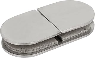 Aexit 8-12mm Thickness Fall Protection Stainless Steel Oval Shaped Glass Clamp Safety Clips Silver Tone