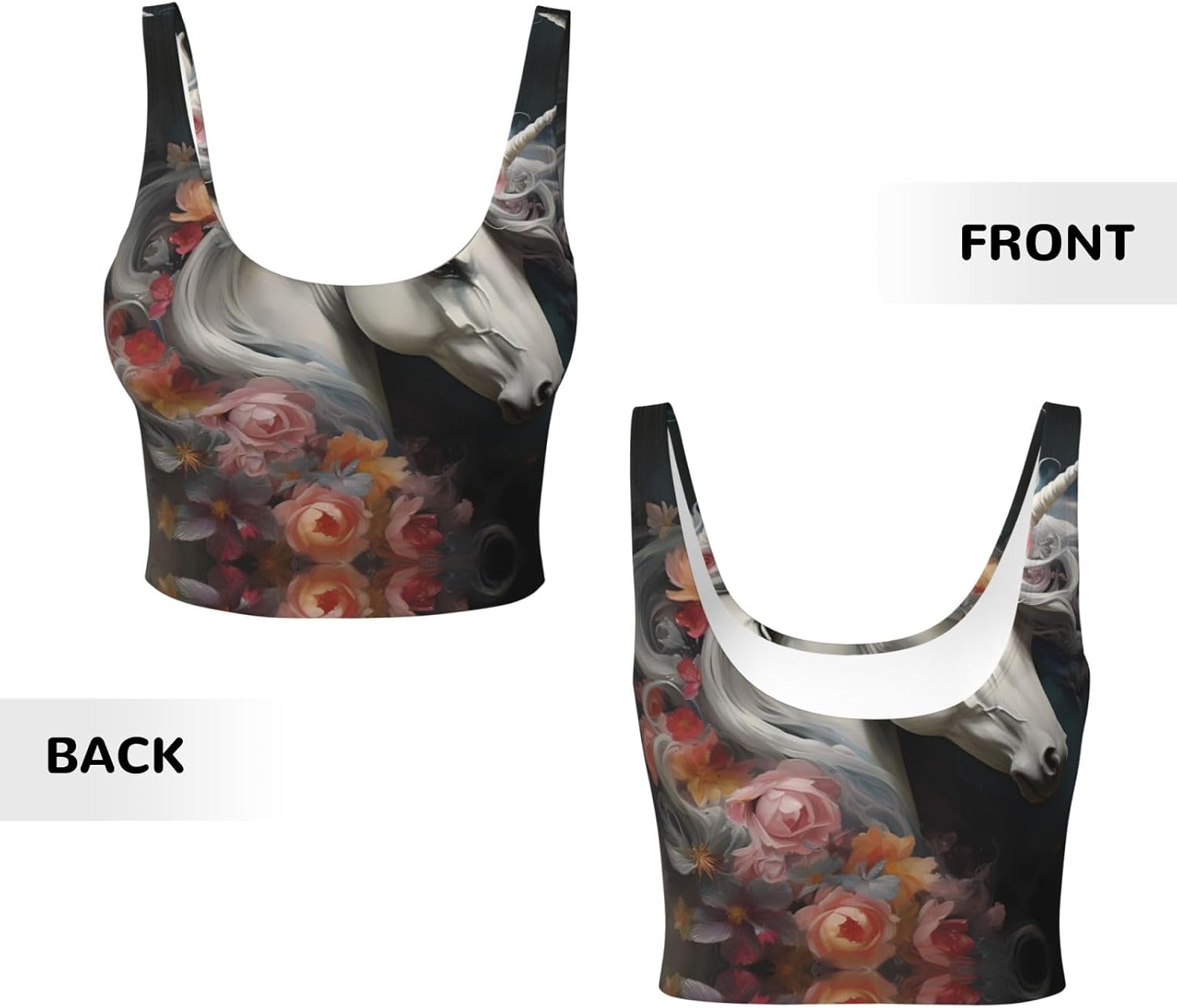 Pretty Dress up Unicorns Printed Women's Sports Vest, Suitable for Yoga, Pilates and Fitness Training -