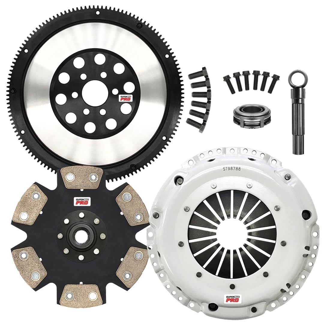 ClutchMaxPRO Performance Stage 4 Clutch Kit with Chromoly Flywheel Compatible with 98-03 Audi A3 1.8T, 00-06 TT 1.8T, 98-05 VW Beetle, 99-06 Golf, GTI, 99-05 Jetta 1.8T 1.9 TDI (CP17072HDDLSF-ST4)