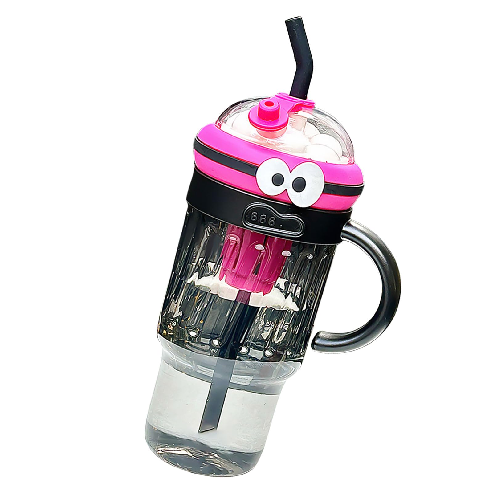 Buxuaaaa Women's Black Water Cup With Handle Portable Straw Drinkware Large Capacity Ice Cup For Various Drink Juices Mug For Travel Drinkware