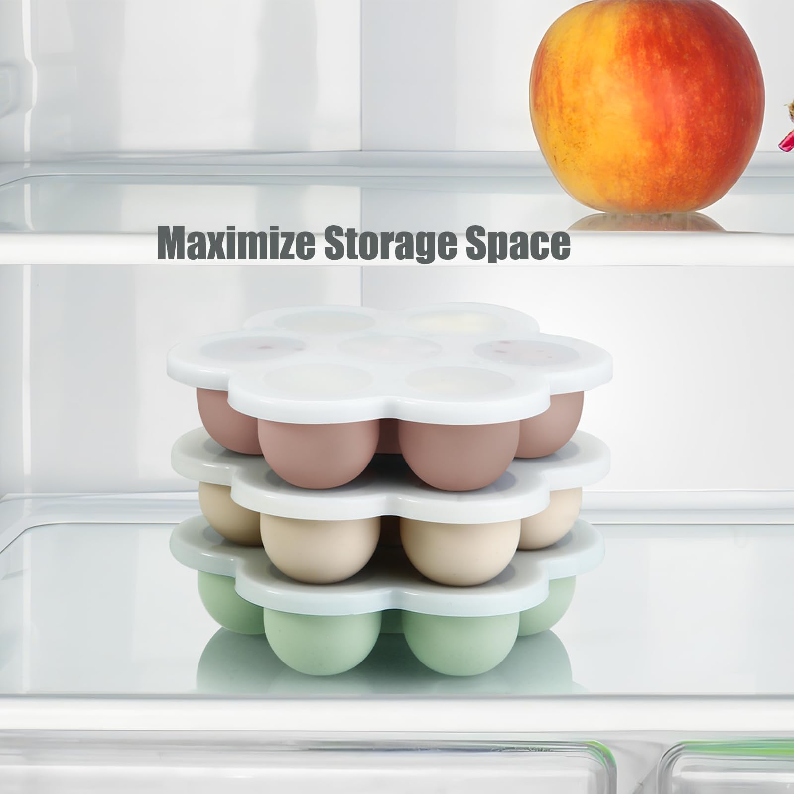 PandaEar 2 Pezzi Vaschette Silicone Alimenti per Bambini con Coperchi Stampo Congelatore