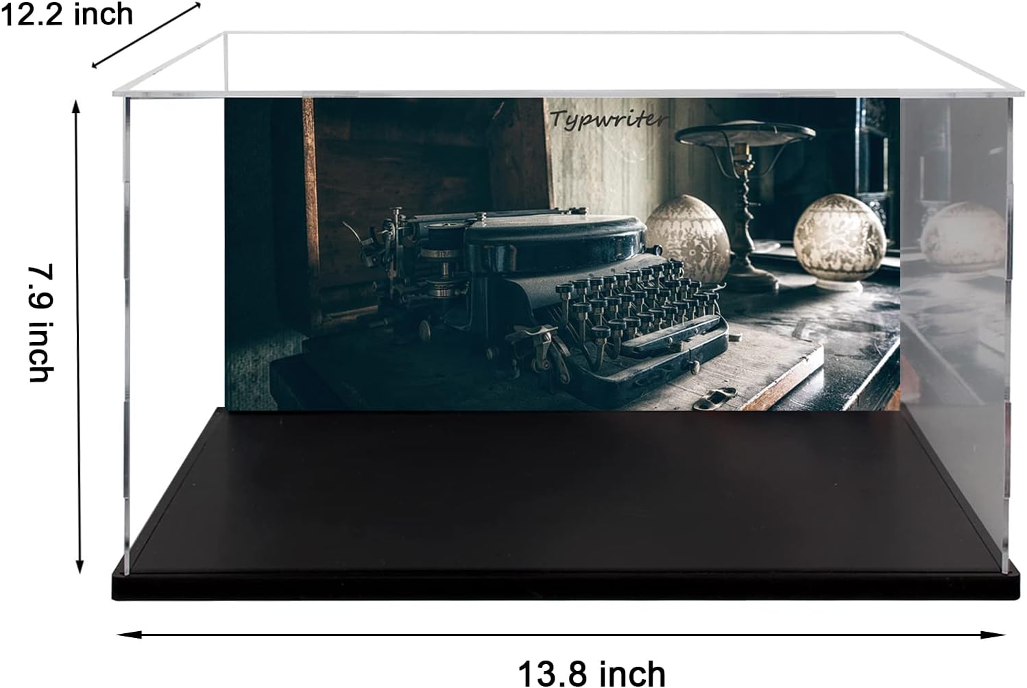 Acrylic Display Case for Ideas Typewriter 21327 Building Kit with Customized Designbackground. Assemble Display Case for Collectibles,Dust-Free,Clear.(13.8×12.2×7.9 inch;35×31×20 cm)