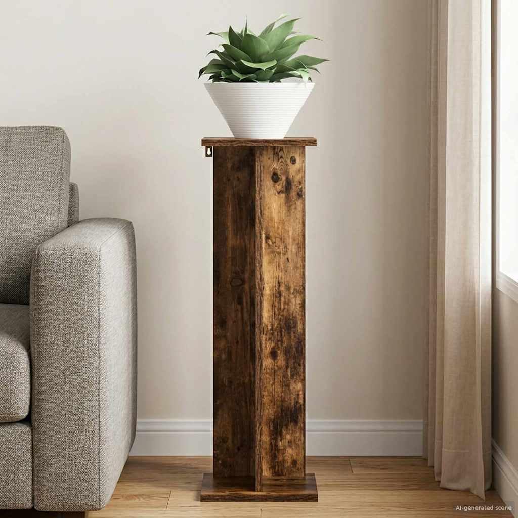 Supporto per piante in rovere affumicato, 25 x 25,5 x 80,5 cm