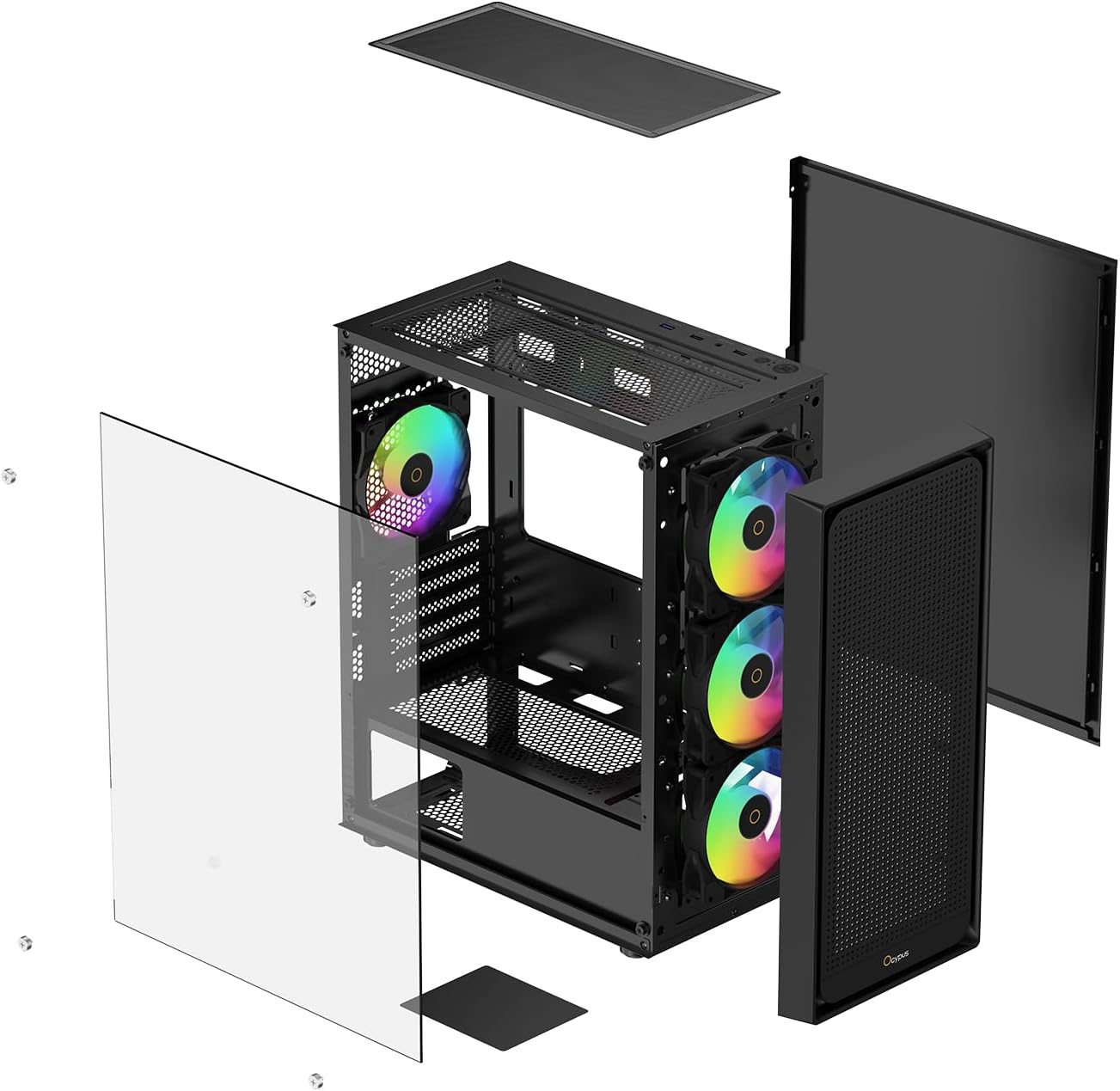 Gamma C50 BK ARGB Micro-ATX Mini Tower PC Case,4 Pre-Installed ARGB Fans,Side Panoramic View,Fully Ventilated Airflow,Magnetic Dust Filters,Support Max 360mm AIO/340mm GPU,for MATX/ITX