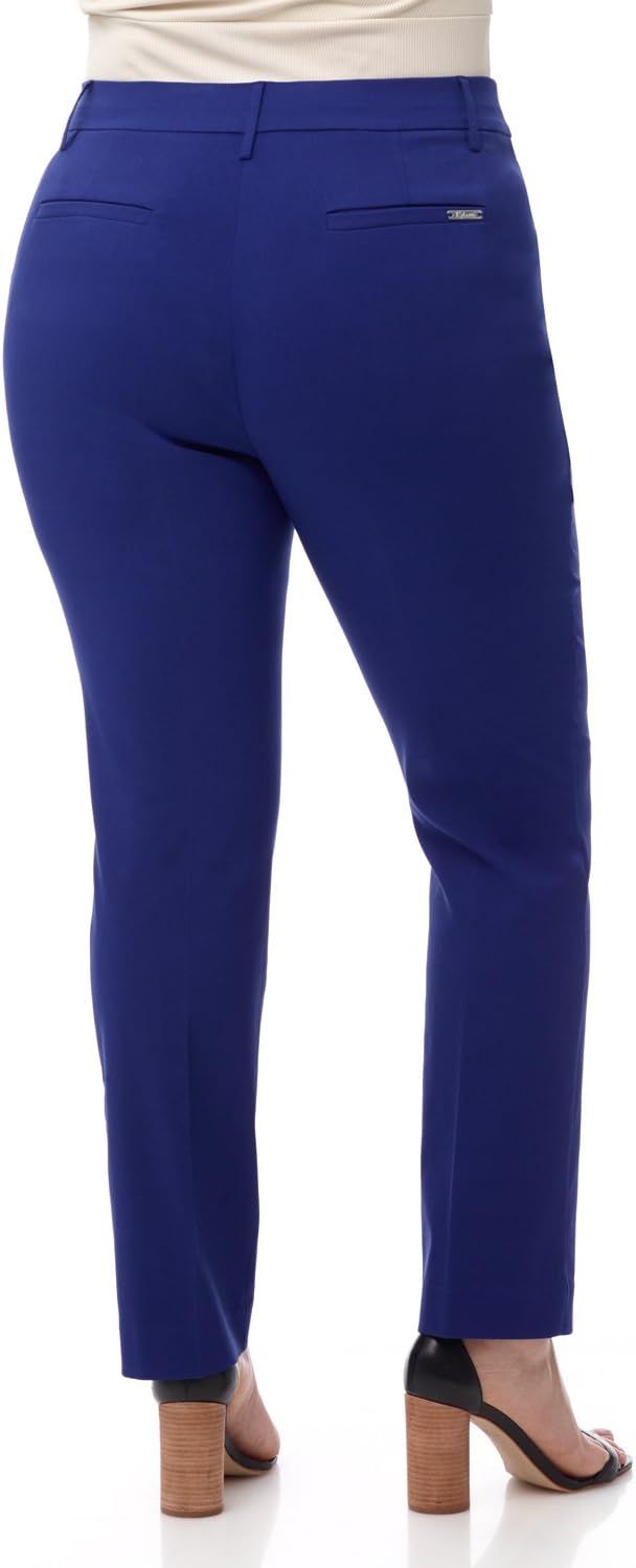 Rekucci Curvy Woman Ease into Comfort Plus Size Straight Pant w/Tummy Control