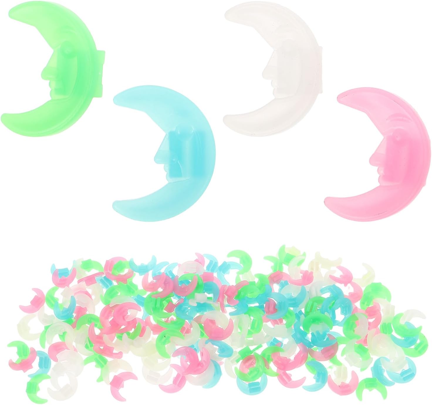 Mikinona 360pcs Glow-in-the-Dark Bike Spokes Beads Bicycle Wheel Decorations Plastic Clip Beads and Road Bikes with Fixed Moon Shape for Outdoor Cycling