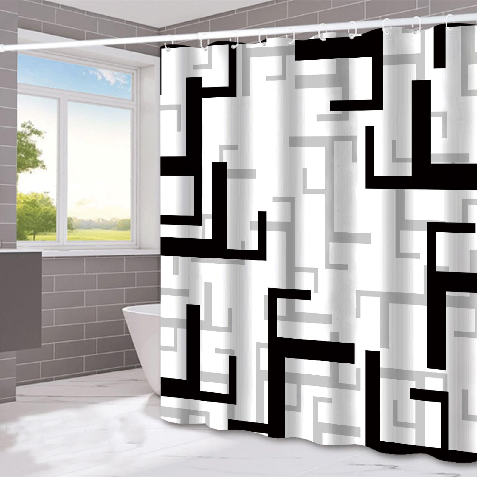 Rideau de douche géométrique de qualité supérieure au design abstrait minimaliste mode maison
