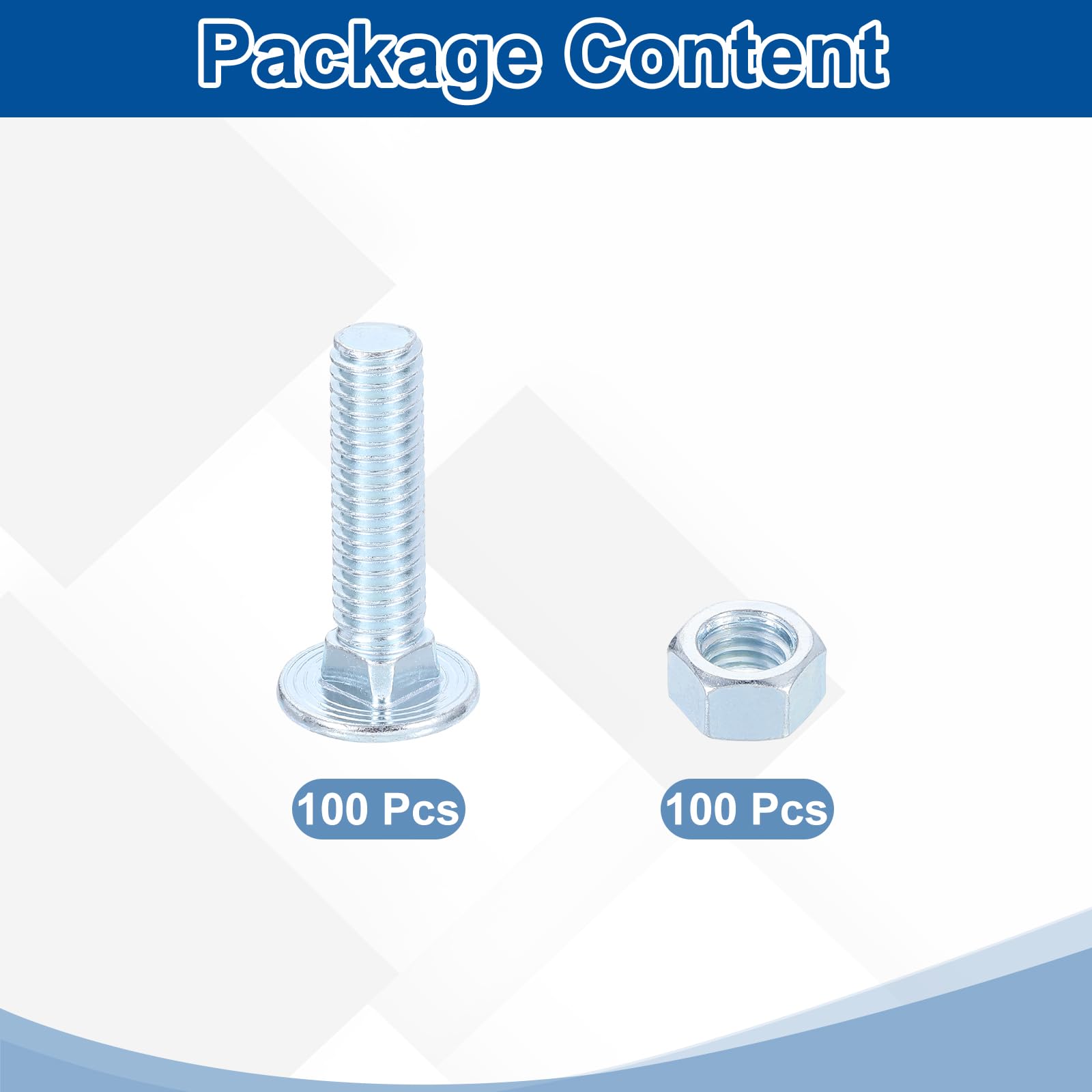 QUARKZMAN 100 Set Kit Di Bulloni A Testa Tonda E Dadi 3/8"-16x2" Blu Bianco