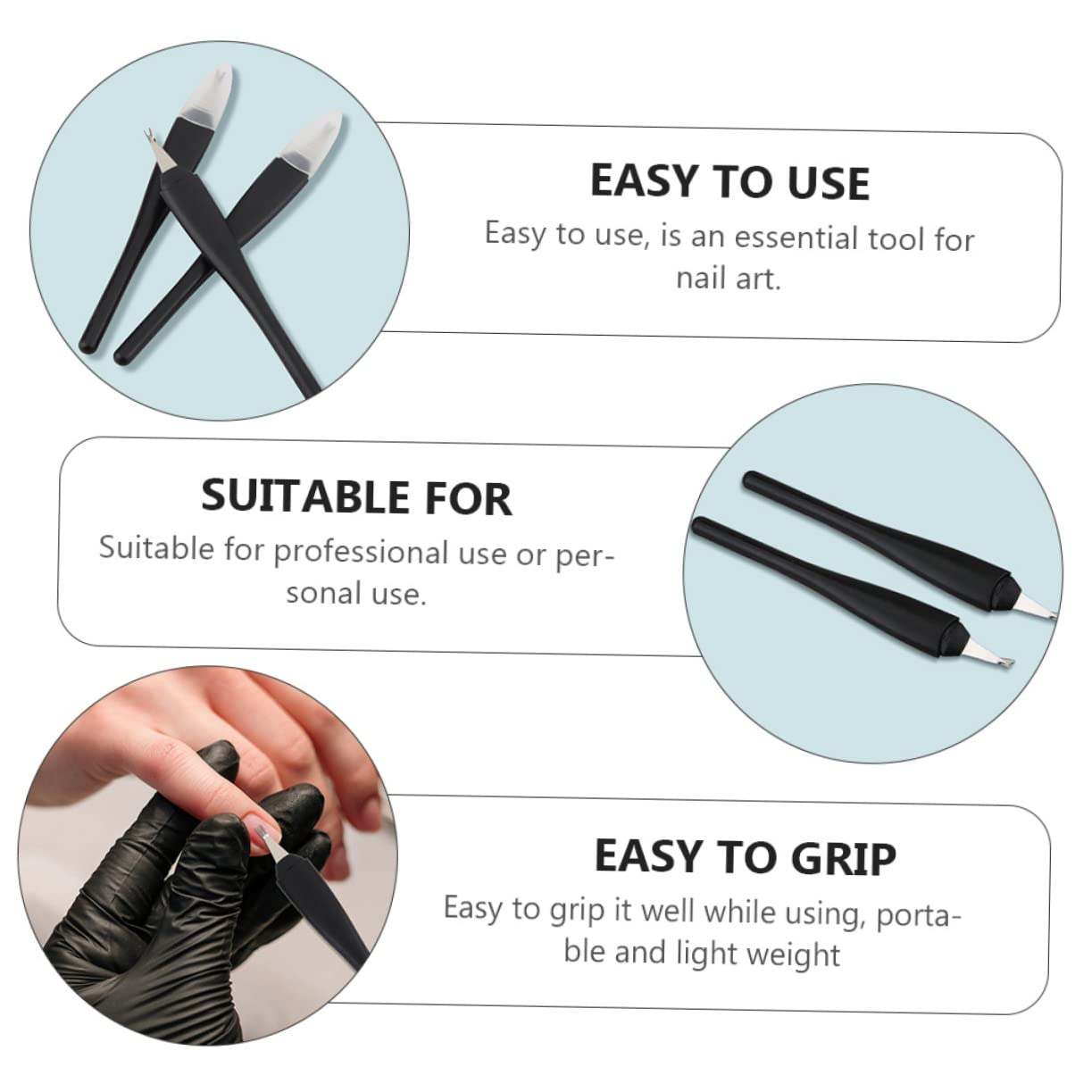 SOESFOUFU Nail Dead Skin Remover Tool 5pcs Cuticle Pusher Remover Fork Abs Stainless Steel for Nail Art Daily Use