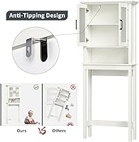 Vista 8 de Armario de Almacenamiento Sobre el Inodoro, Organizador de Baño Sobre el Inodoro con Puertas y Estante Ajustable, Marco Reforzado Armario