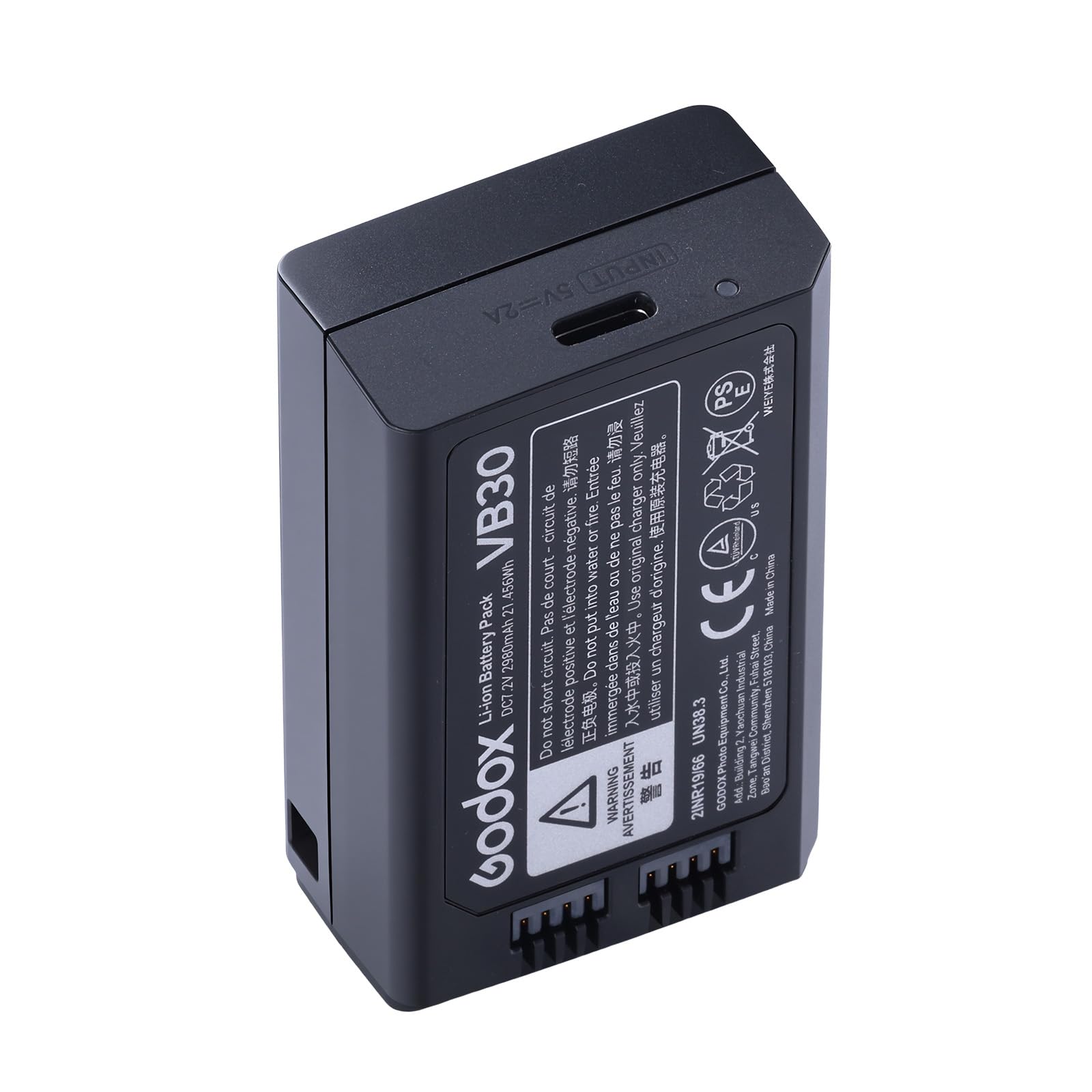 Godox VB30 Batería,Puerto Tipo-C, Reemplazo con para V1ProC V1ProN V1ProS V1C V1N V1S V1F V1O V1P V860III-S V860III-C V860III-N V860III-F V860III-O Cámara Flash Speedlite