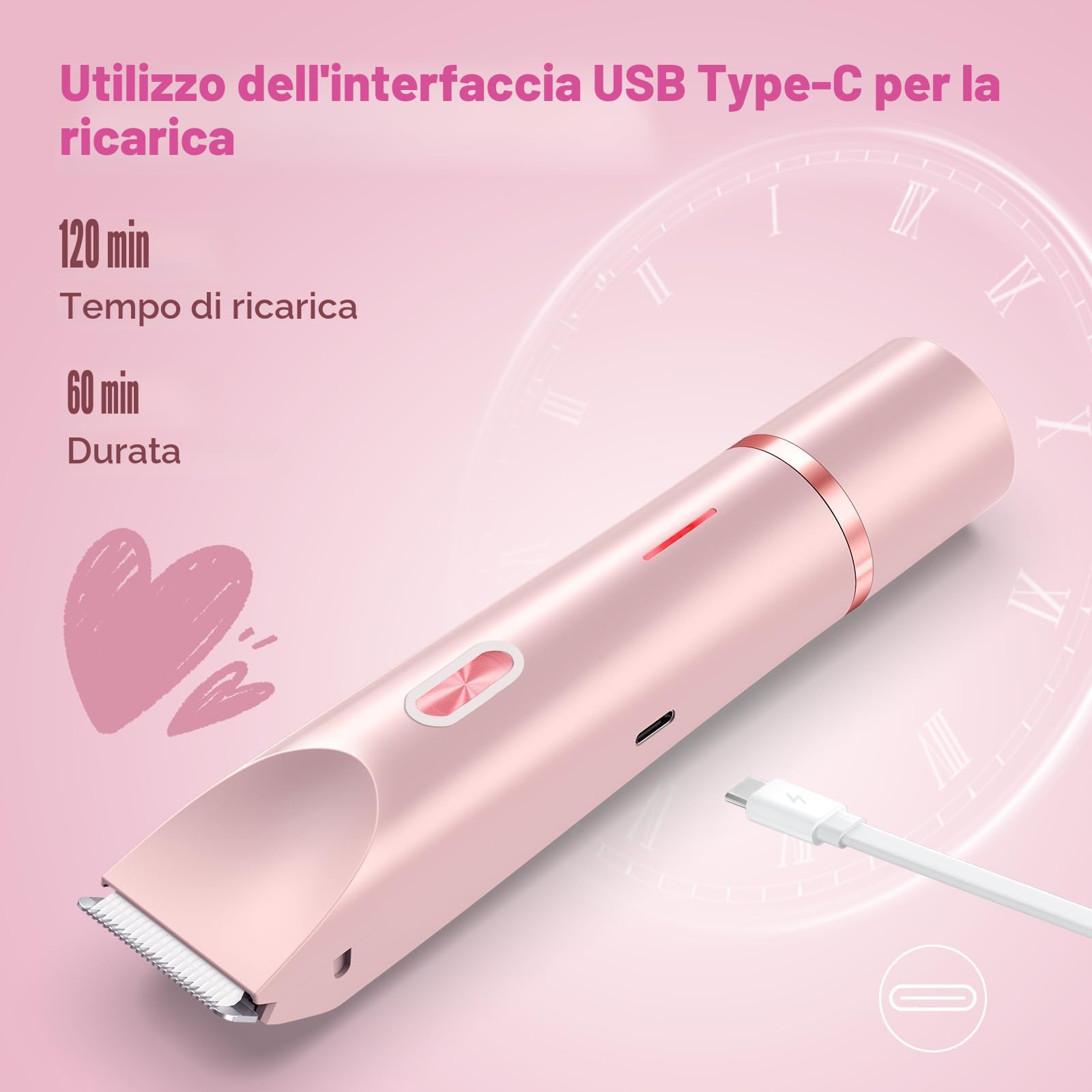 Rasoio Elettrico Donna,2 in 1 Rasoio Elettrico Corpo IPX7 Impermeabile,Rasoio Intimo Donna a Secco e Bagnato,Indolore Rasoio Parti Intimer, facile da pulire